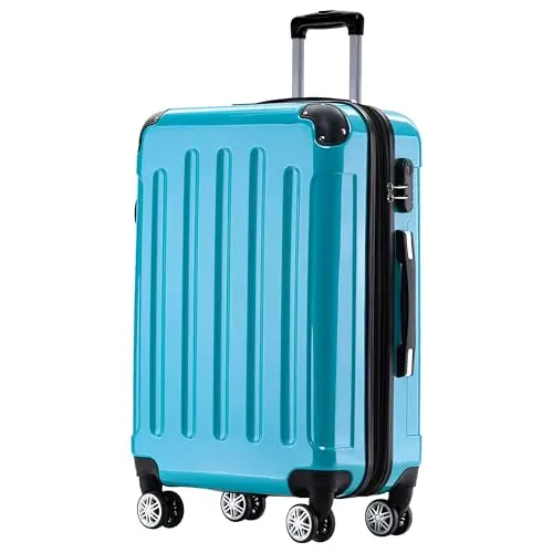BEIBYE Zwillingsrollen Hartschalen Trolley Reisekoffer Set (Türkis, L)