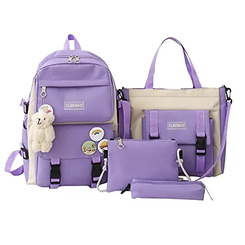 Ykop Schulrucksack Set für Mädchen - Kawaii Rucksack Lila, 31 x 44 x 14 cm