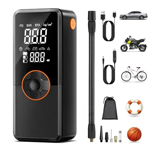 Tragbare Elektrische Luftpumpe 10000mAh, 150 PSI mit Manometer und LED-Licht