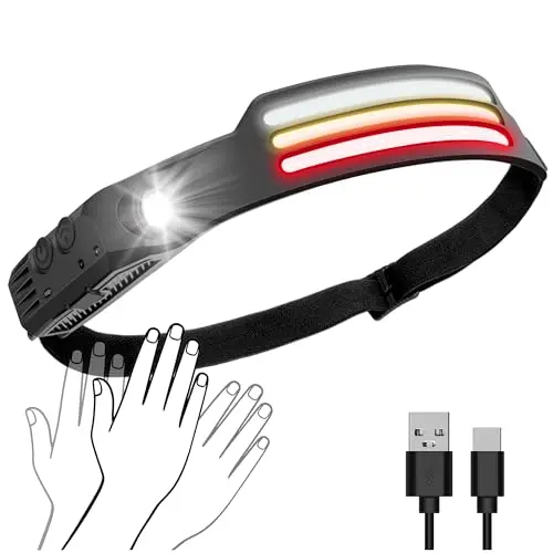 Wiederaufladbare LED Stirnlampe mit Bewegungsensor und 10 Modi für Outdoor-Aktivitäten