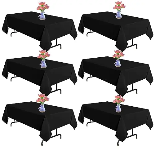 Vnituasr Polyester Tischdecke, Maschinenwaschbar, Faltenresistent, Schwarz 60x126 Zoll (6er Pack)