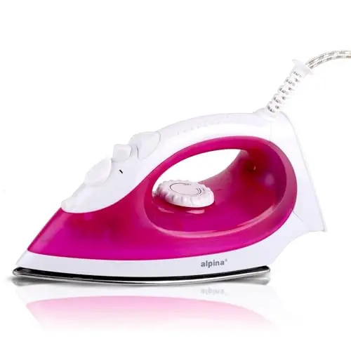 Alpina Dampfbügeleisen 2000W - Dampf- und Sprühfunktion - Edelstahlsohle - Rosa/Weiß