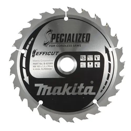Makita EFFICUT Kreissägeblatt Ø165 mm, 25 Zähne, für saubere Holz-Schnitte in Akku-Handkreissägen