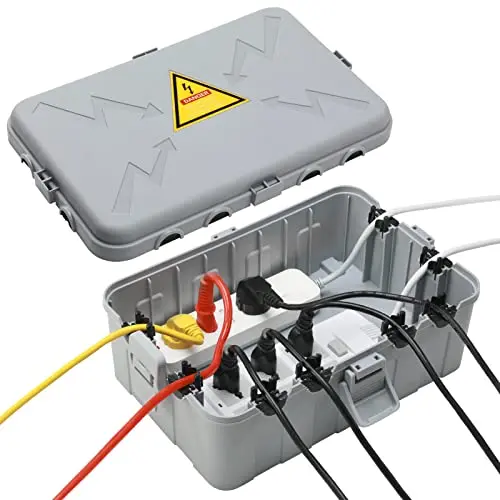 Wetterfeste Elektrobox für Außenbereich, IP54, Schutz für Verlängerungskabel und Steckdosenleisten, Grau