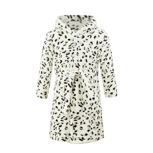 JZLPIN Unisex-Bademantel mit Kapuze für Kinder, Leopard, 4 Jahre