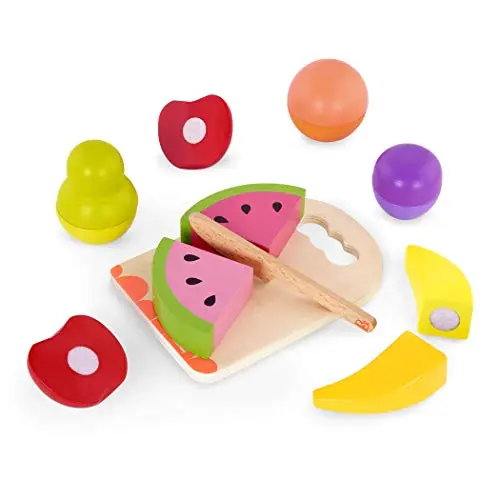 B. toys Chop 'n' Play Früchte - Holzspielzeug für Kinder mit 6 Schneide-Obstteilen, Messer & Brett - ab 2 Jahren