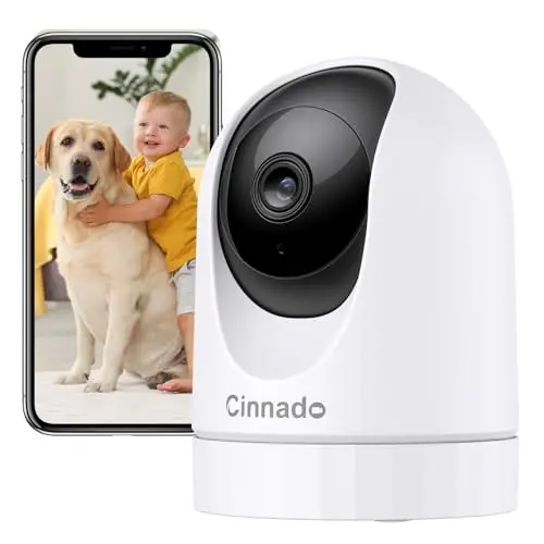 Cinnado 2K Innenkamera - 360° WLAN Babyphone mit APP, Automatische Verfolgung, Zwei-Wege-Audio, Nachtsicht, Alexa-kompatibel