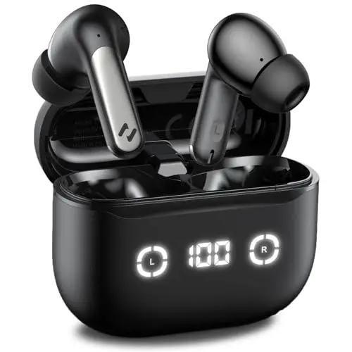 Havit Bluetooth Noise Cancelling Wireless Earbuds - 40H Playtime, 3D Bass Stereo, LED Display