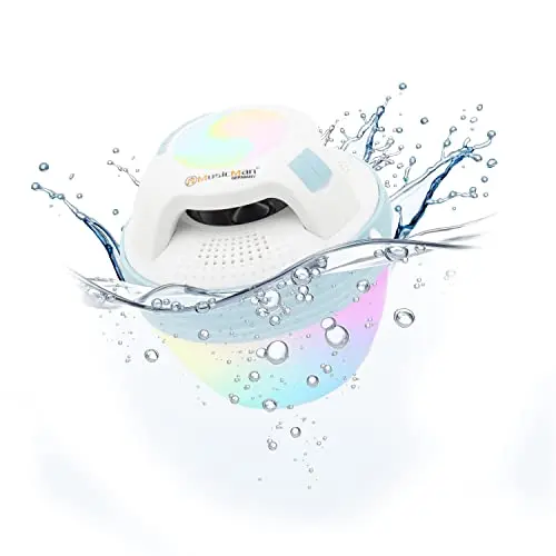 Musicman Pool-Lautsprecher BT-X60, tragbar und kabellos, wasserdicht, mit LEDs & Freisprechfunktion, bis zu 8 Stunden Akku, IP67, Blau-Weiß