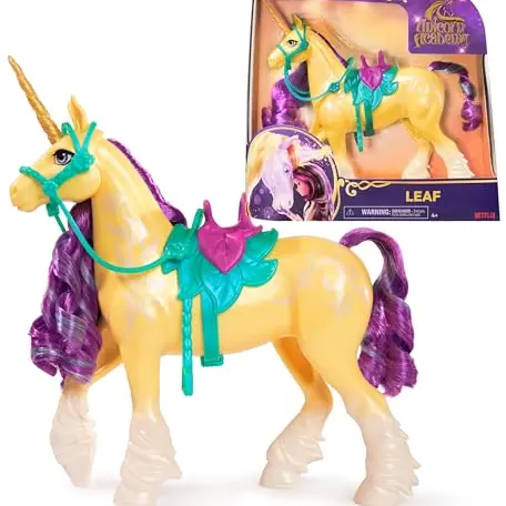 Unicorn Academy Einhorn Leaf - ca. 28 cm, mit beweglichem Kopf, abnehmbarem Zubehör, für Kinder ab 4 Jahre