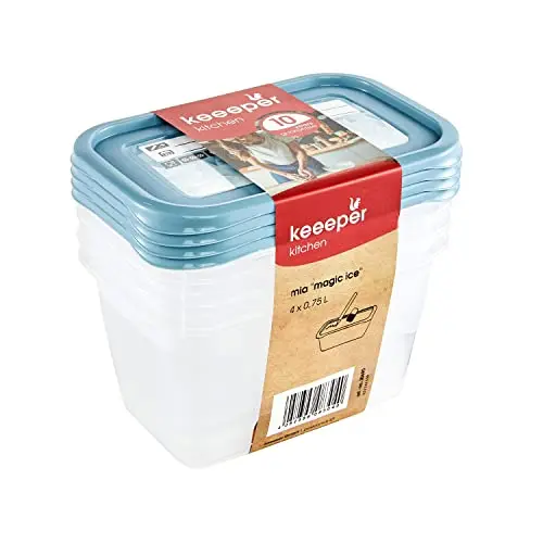 keeeper Tiefkühldosenset 4-teilig mit wiederbeschreibbarem Deckel, 750 ml, Nordic Blue