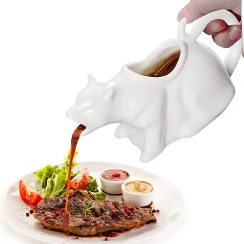 Katzenförmige Porzellan-Sauciere, 250ml, originelles Geschenk für Tierliebhaber