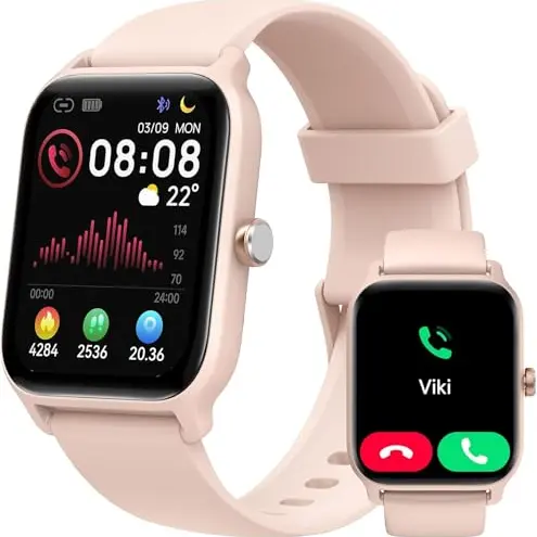 Smartwatch Damen mit Telefonfunktion, 1,8" Fitnessuhr mit Herzfrequenz- und Schlafmonitor, 100 Sportmodi, IP68 wasserdicht