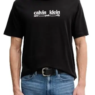Calvin Klein Herren T-Shirt Kurzarm mit Rundhalsausschnitt in Schwarz