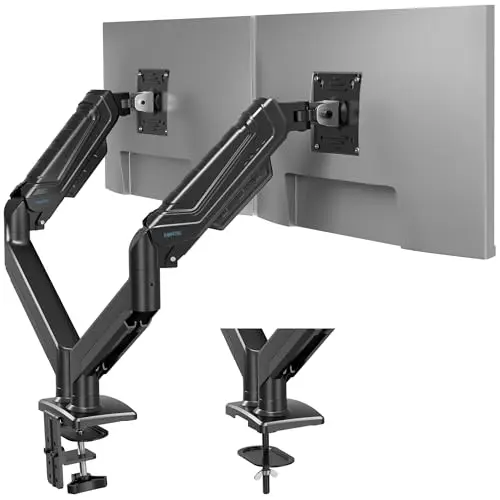 BONTEC Monitorhalterung für 2 Monitore bis 34 Zoll - Neigbar, Schwenkbar, 360° drehbar, Ergonomisch, mit Kabelmanagement