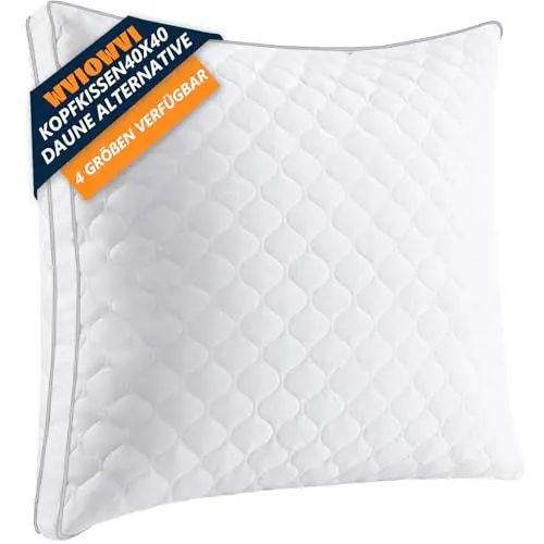 WVIOWVI Komfort Kopfkissen 40x40 - Hochwertiges, antiallergisches Nackenkissen mit abnehmbarem Bezug für tiefen Schlaf