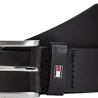 Tommy Hilfiger Herren Ledergürtel New Denton, Schwarz, 90 cm
