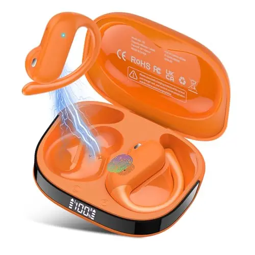 DUSONLAP Open Ear Bluetooth Kopfhörer, Kabellos, HiFi Stereo, IP7 wasserfest, Sportkopfhörer, Orange