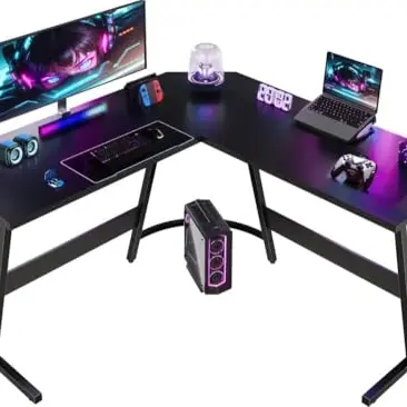 Devoko L-förmiger Gaming Tisch, Computertisch, Ecktisch (Schwarz, 120x120cm)