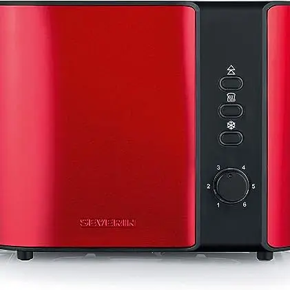SEVERIN Automatik-Toaster, Edelstahl, 800 W, rot, mit Brötchenaufsatz