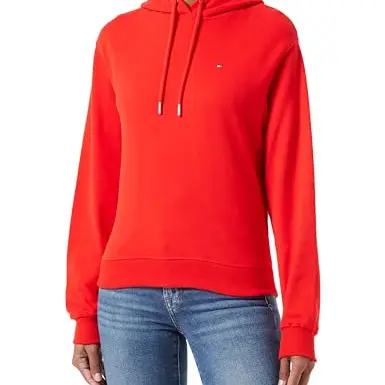Tommy Hilfiger Damen Hoodie mit Kapuze, Rot, XS