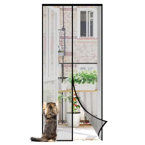 Sekey Fliegengitter für Balkontüren | Insektenschutz ohne Bohren | Katzensicher | Schwarz 90x220 cm