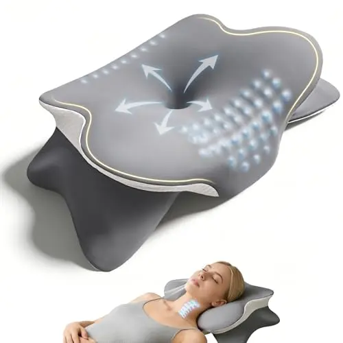 Nackenkissen mit 3D-Stütze, zertifiziert, atmungsaktiver Bezug, für Seiten-, Rücken- & Bauchschläfer