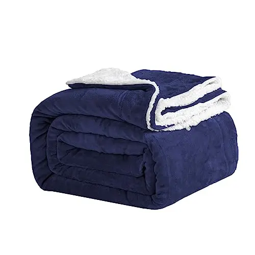 Good Nite Kuscheldecke 150x200cm Marineblau, weiche Winter-Fleecedecke für Sofa und Couch