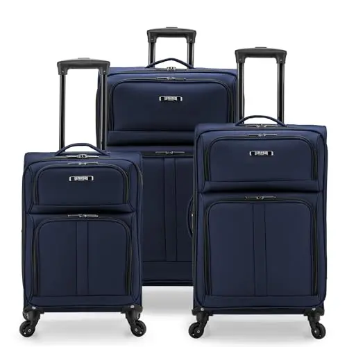 U.S. Traveler Anzio Softside Spinner Gepäck Set, Navy, 3 Teile (22/26/30 Zoll)