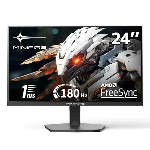 Minifire 24 Zoll Gaming Monitor - 180 Hz, 1 ms, Full HD, Rahmenlos, Einstellbar