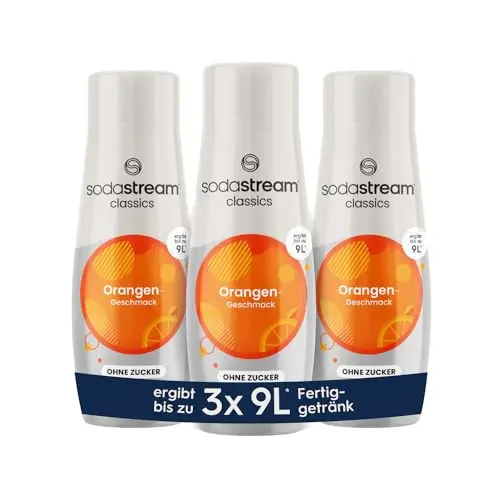 SodaStream Sirup 3x Orange ohne Zucker – 9 Liter erfrischendes Getränk, 3x 440 ml Flasche