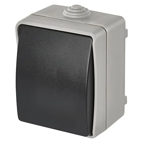 EMOS wasserdichter Klingelschalter, grau-schwarz, für Außen, 250 V~/10 AX, IP54, Aufputzmontage
