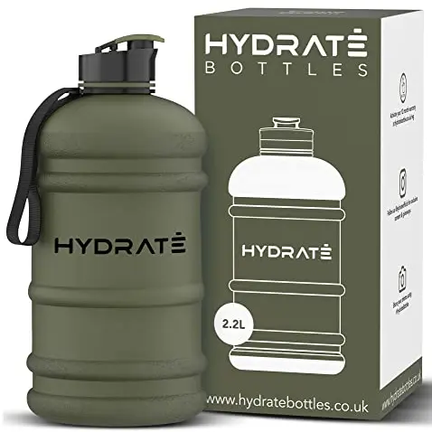 HYDRATE XL Jug - BPA-freie Wasserflasche, auslaufsicher mit Klappverschluss, 2,2 L, robust, matte Tarnfarbe, ideal für Sport und Fitness
