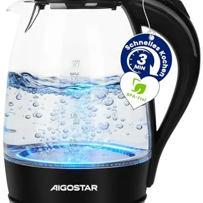 Aigostar Adam Wasserkocher Glas 1,7L BPA-frei