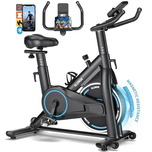 SLUNSE Heimtrainer Fahrrad - Leises Ergometer mit App, LCD-Monitor & verstellbarem Widerstand, bis 180kg für Zuhause