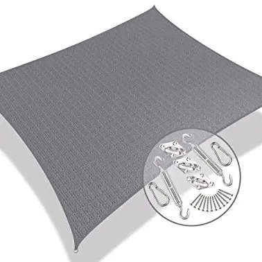 VOUNOT Sonnensegel Rechteckig 3x2,5m - Atmungsaktiver UV-Schutz für Balkon, Garten und Terrasse, Grau