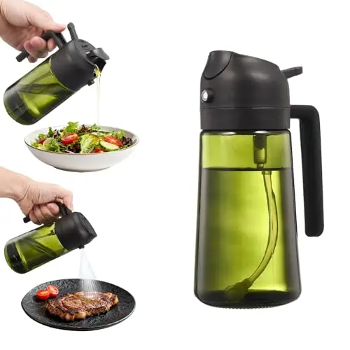 Holtrae 2-in-1 Ölsprüher, 470ml, lichtblockierend, für Küche, Kochen, Salat, Backen, Grillen, Schwarz