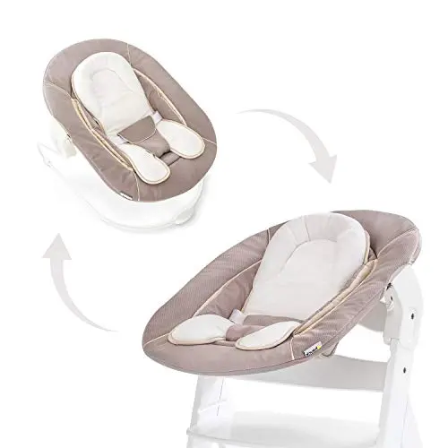 Hauck 2in1 Babywippe für Alpha+ & Beta+ Hochstuhl, geeignet für Babys bis 9 kg, mit 3-Punkt-Hüftgurt (Stretch Beige)
