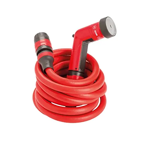 FITT YOYO 10 m Wasserschlauch mit Multifunktions-Pistole, flexibel, rotes Design