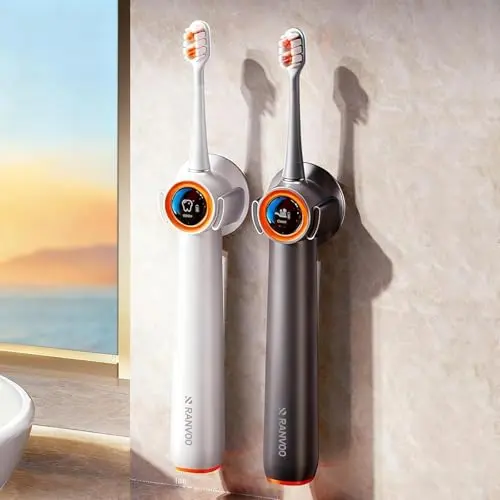 RANVOO AirJet™ Elektrische Zahnbürste für Erwachsene - Effektive Plaque Entfernung und Zahnaufhellung - 2 weiche Bürstenköpfe - Weiß