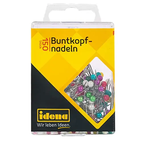 Idena Buntkopfnadeln, 150 Stück, rund, farbig sortiert