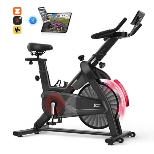 Decorcn Heimtrainer Fahrrad mit APP – Leises Ergometer mit Magnetischem Widerstand, Tablet-Halter und Bequemem Sitz, für bis zu 150KG