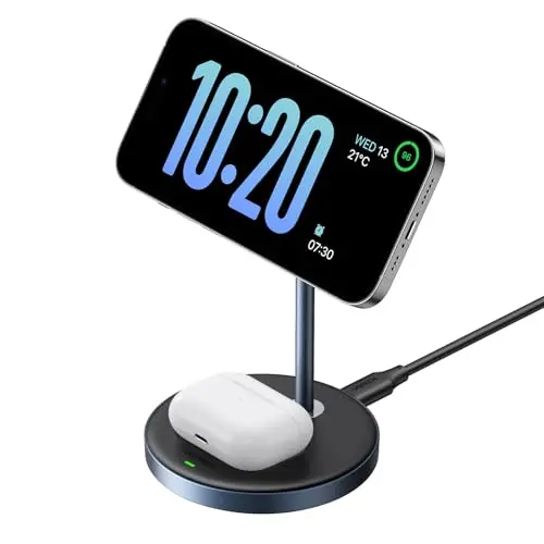UGREEN MagFlow 2 in 1 iPhone Ladestation für MagSafe und AirPods, kompatibel mit iPhone 16/15/14/13/12, unterstützt Standby-Funktion