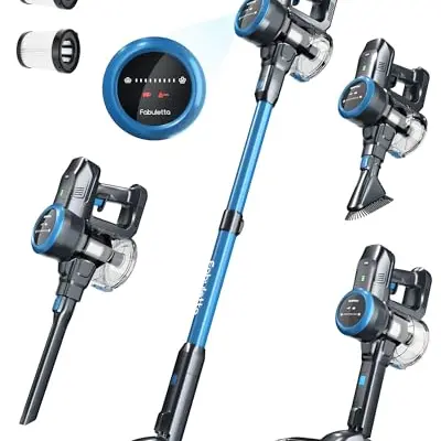 FABULETTA Akku Staubsauger, 6 in 1, kabellos, bis zu 50 Min. Laufzeit, leicht, für Teppich und Hartboden (Blau)