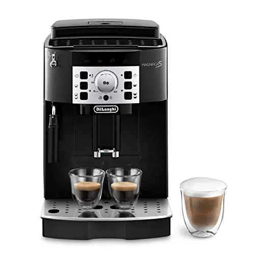 De'Longhi Magnifica S ECAM 22.110.B Kaffeevollautomat mit Milchaufschäumer, 2-Tassen-Funktion, 1,8L Wassertank, Schwarz/Silber