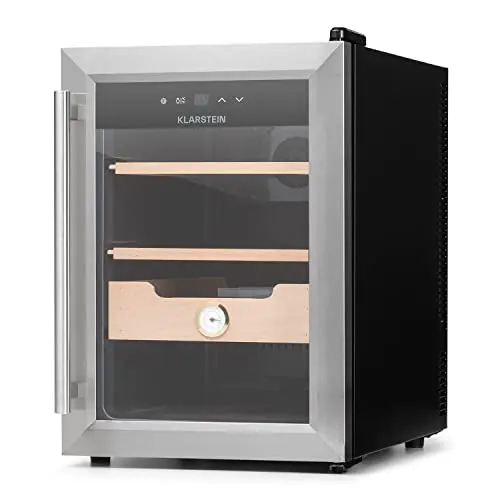 Klarstein El Presidente Zigarren Humidor - thermoelektrischer Schrank mit Glastür, 37 Liter, silber