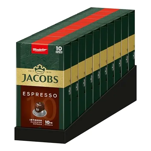 Jacobs Espresso Intenso Kapseln, Intensität 10, 10 Nespresso® kompatible Kaffeekapseln