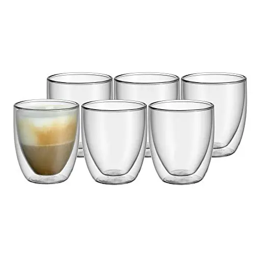 WMF Kult Set: 6 doppelwandige Cappuccino Gläser 250ml mit Schwebeeffekt
