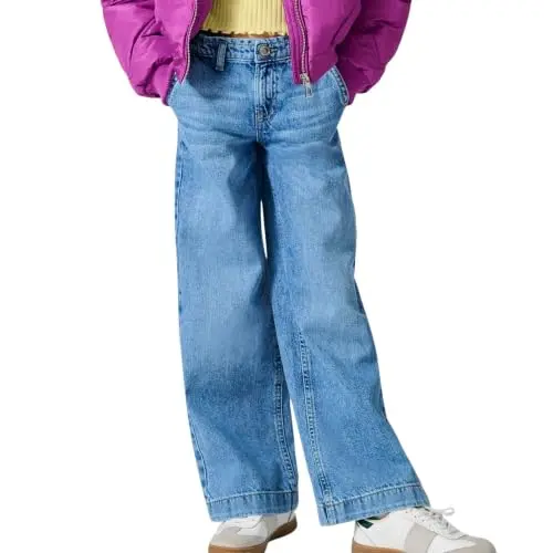 Kids ONLY Damen Wide-Leg-Jeans, Medium Blue Denim