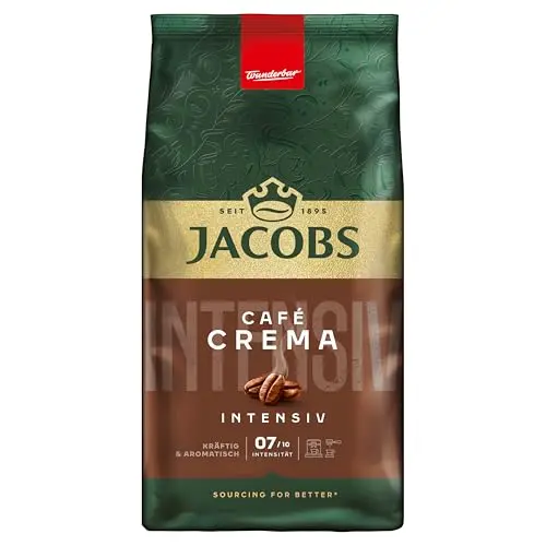 Jacobs Café Crema Intense Kaffeebohnen, 1 kg - Röstung aus Bremen, intensiv mit Kakao- & Nussnote